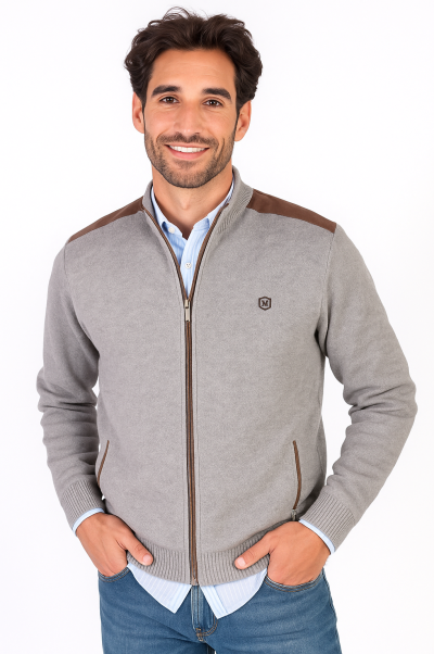 Chaqueta de Punto gris con Cremallera Martin´s