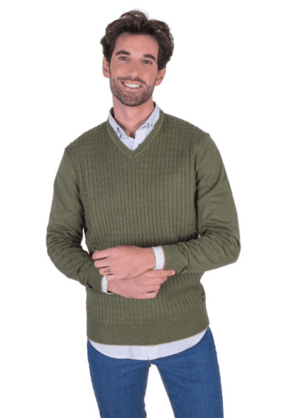 Jersey cuello pico trenzado Martin´s  verde