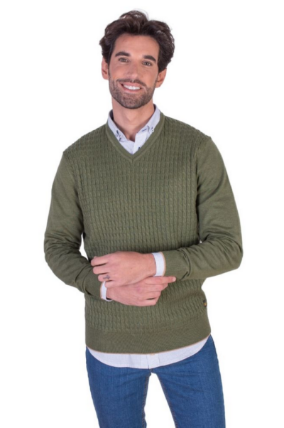 Jersey cuello pico trenzado Martin´s  verde
