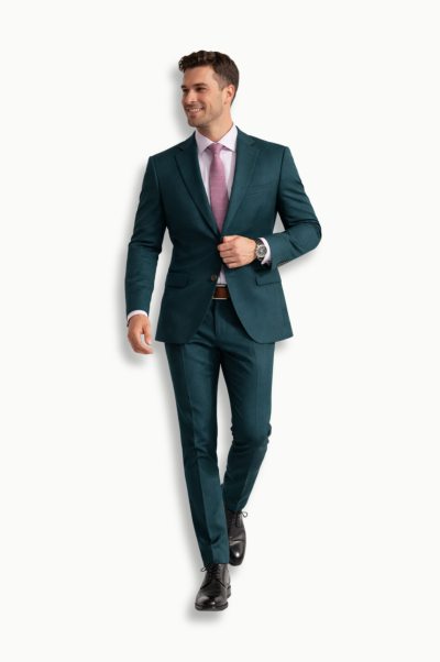 Traje slim fit picado Roberto Bassi verde petroleo