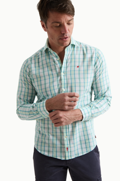 Camisa lino cuadro verde Williot