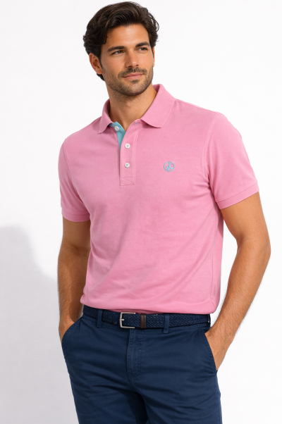 Polo La Vespita Hombre Algodón Piqué rosa lavado