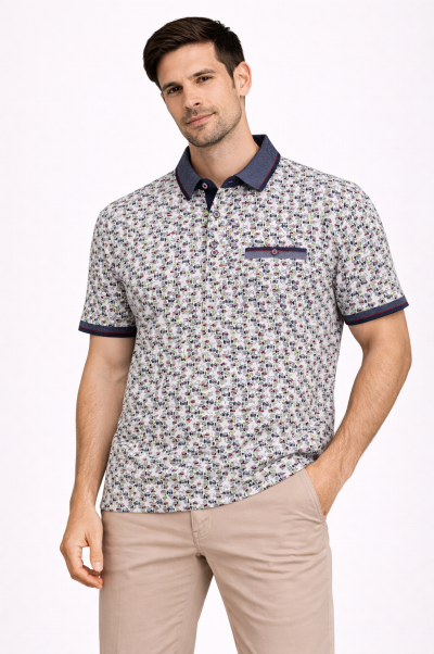 Polo hombre estampado círculos algodón