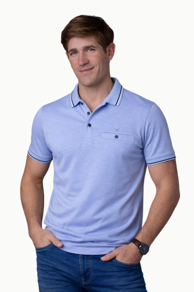 Polo azul Rever Hombre Tejido Super Fresco