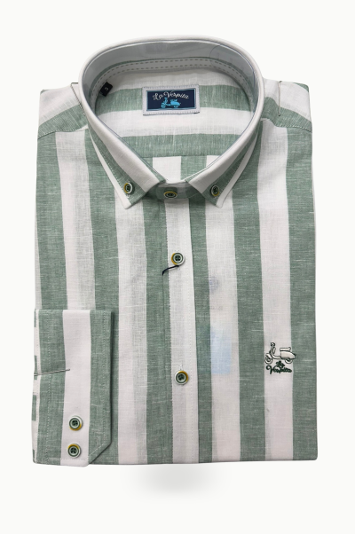 Camisa rayas verdes lino La Vespita