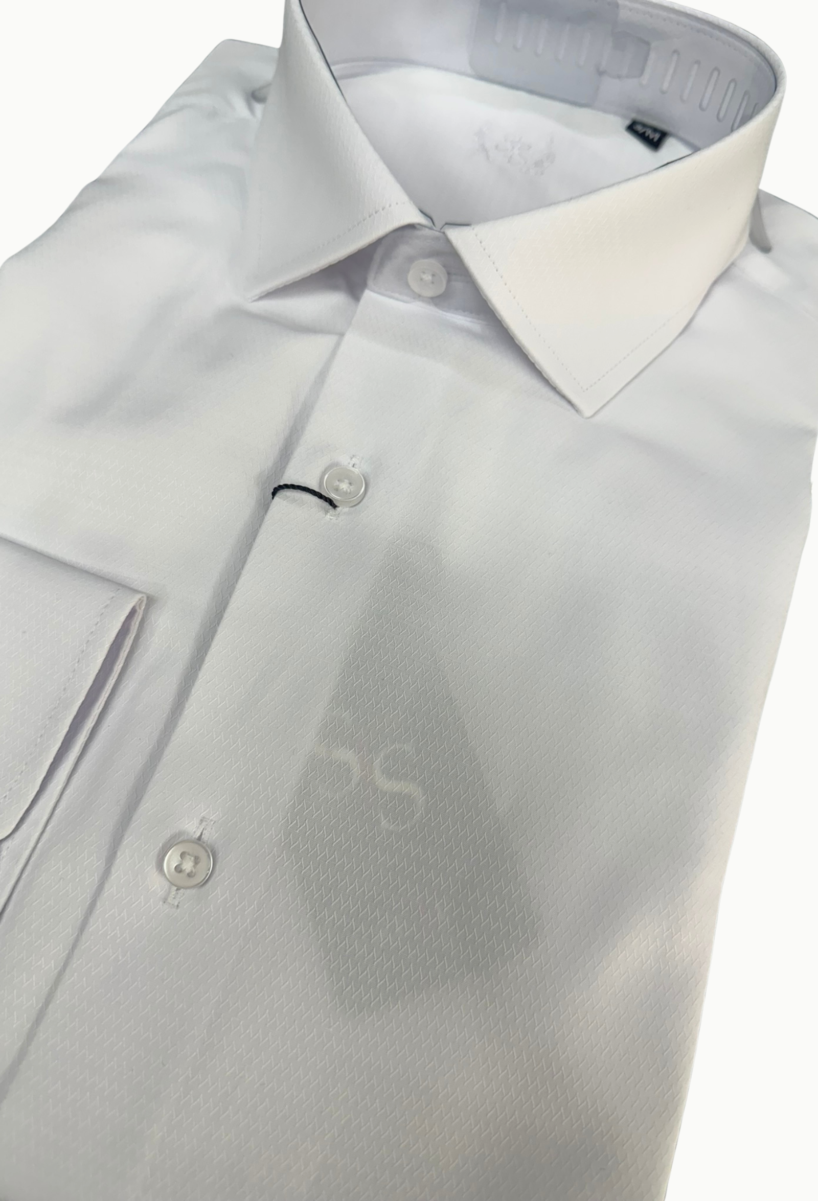 Camisa vestir hombre blanco slim fit popelín zigzag - Imagen 5