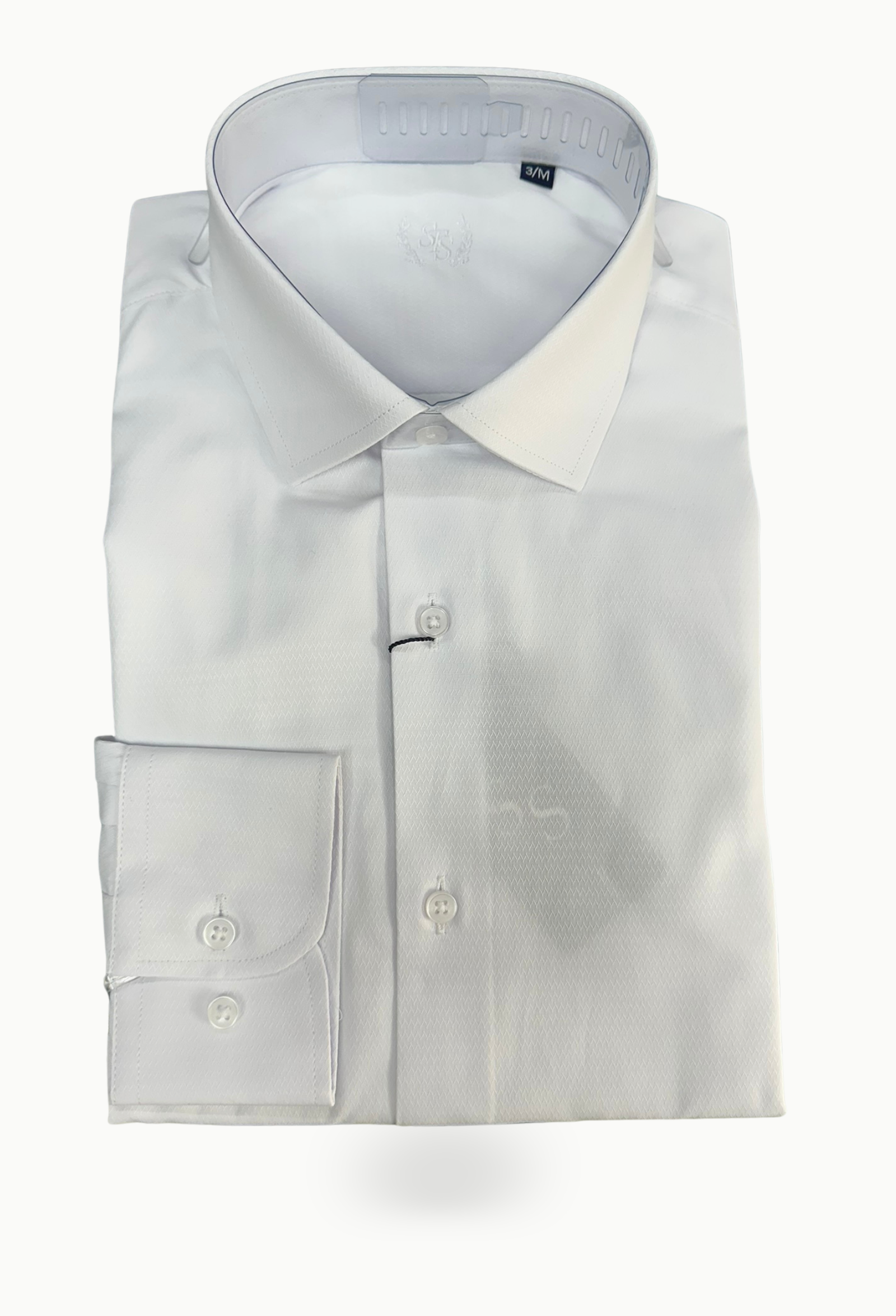 Camisa vestir hombre blanco slim fit popelín zigzag - Imagen 4