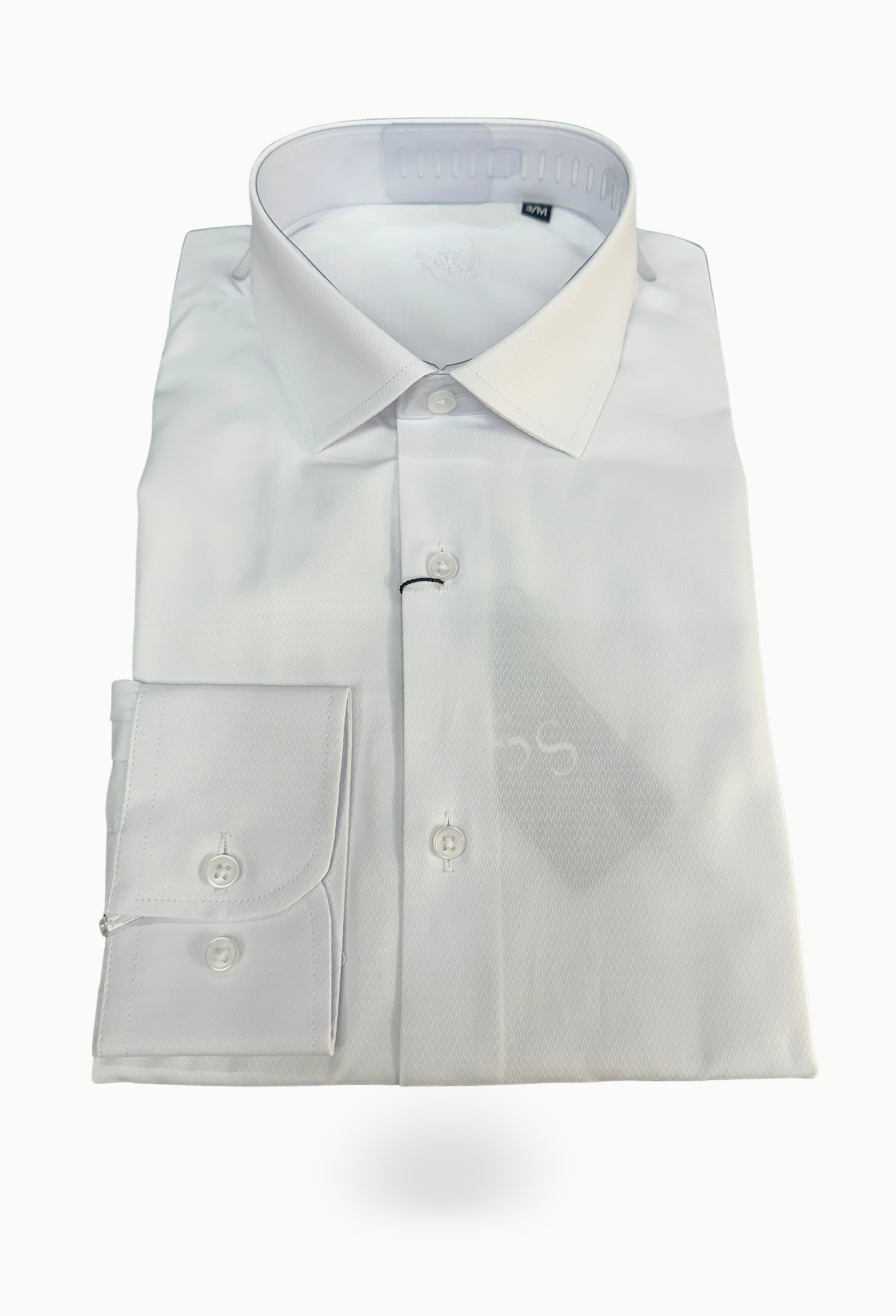 Camisa vestir hombre blanco slim fit popelín zigzag - Imagen 3