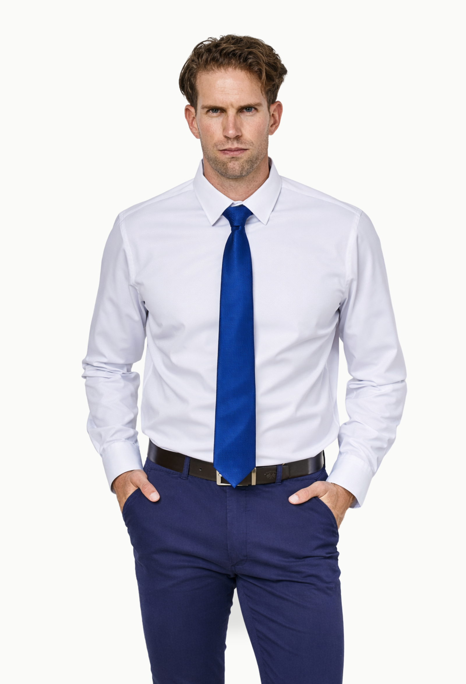 Camisa vestir hombre blanco slim fit popelín zigzag