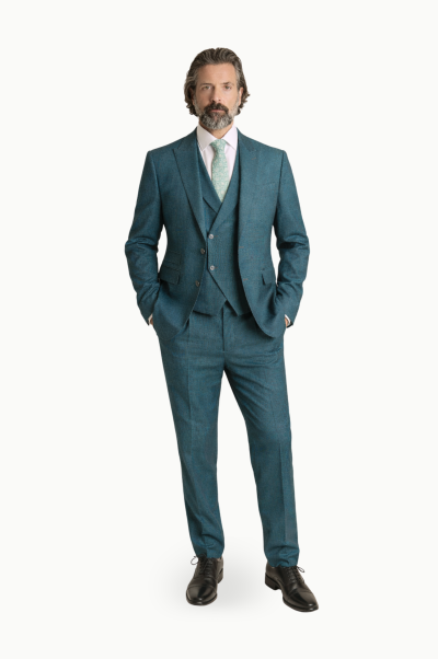 Traje Hombre 3 Piezas Verde Petróleo con Chaleco
