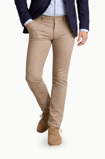 Pantalón chino hombre beige texturizado