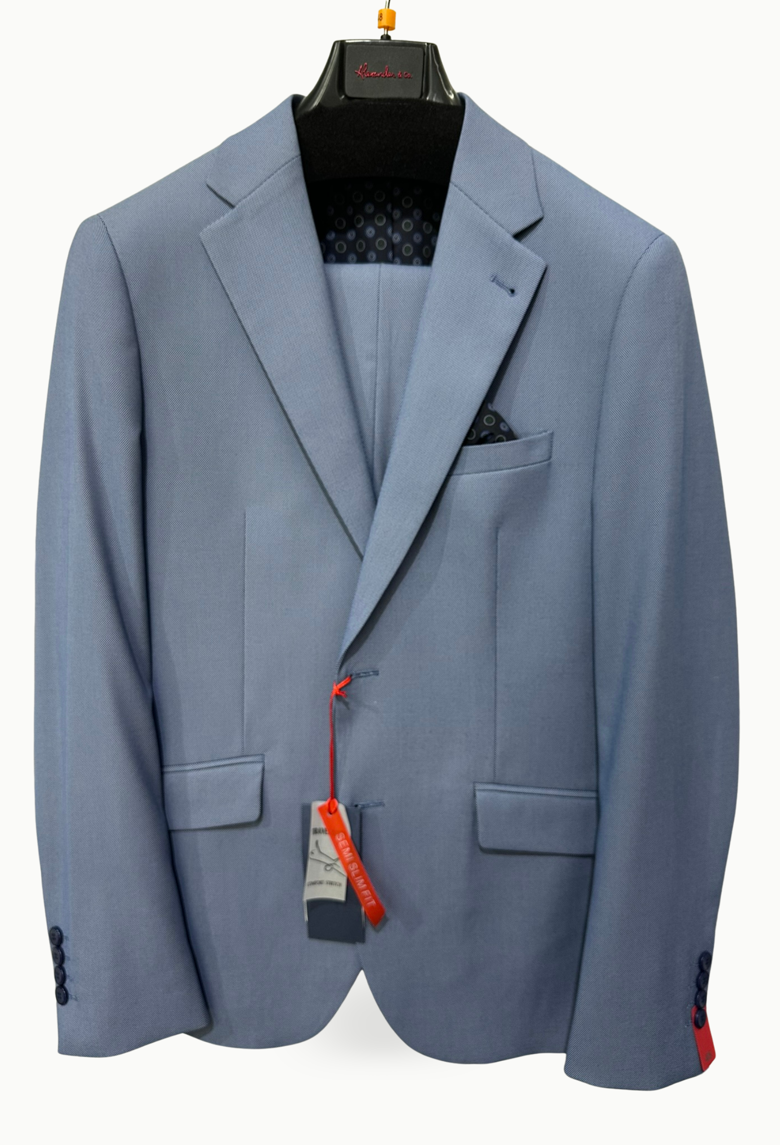 Traje azul claro ojo de perdiz Alexander&Co Semi Slim Fit - Imagen 6