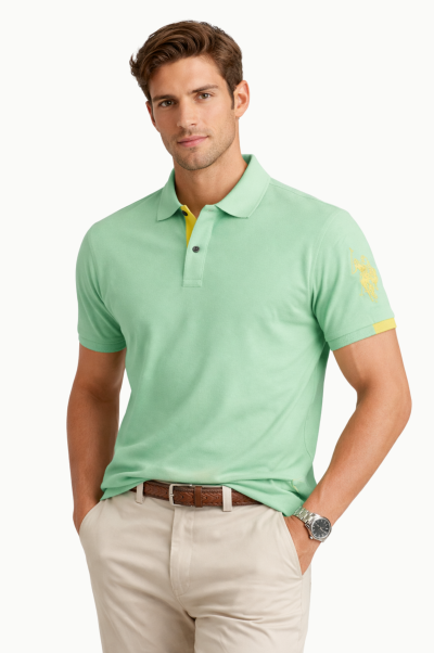 Polo Lonn Hombre U.S. Polo Assn. verde fluor