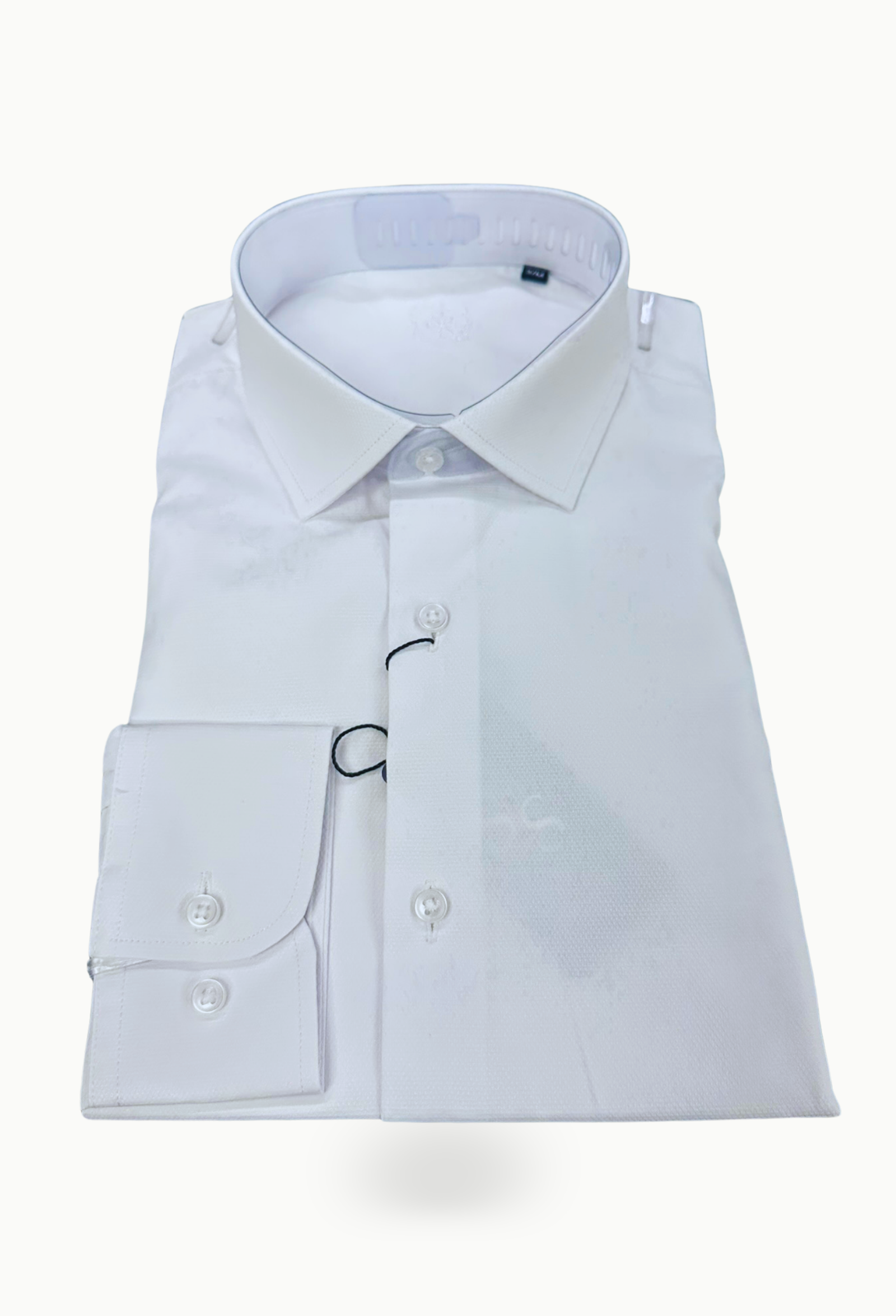Camisa vestir hombre blanco slim fit popelín punto blanco - Imagen 5