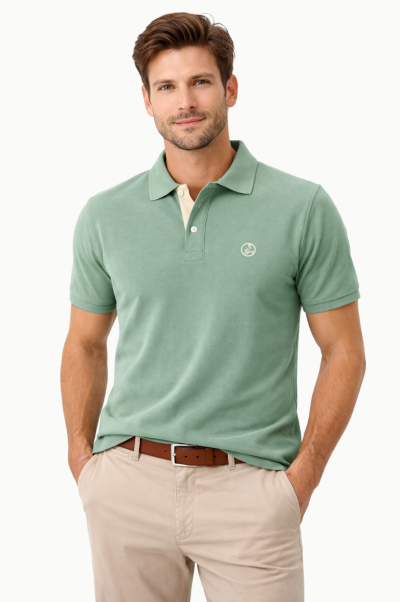Polo La Vespita Hombre Algodón Piqué verde lavado