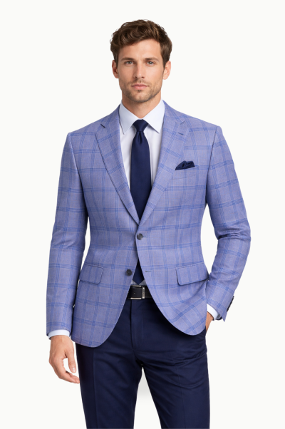 Americana Roberto Bassi Cuadro Azul Hombre