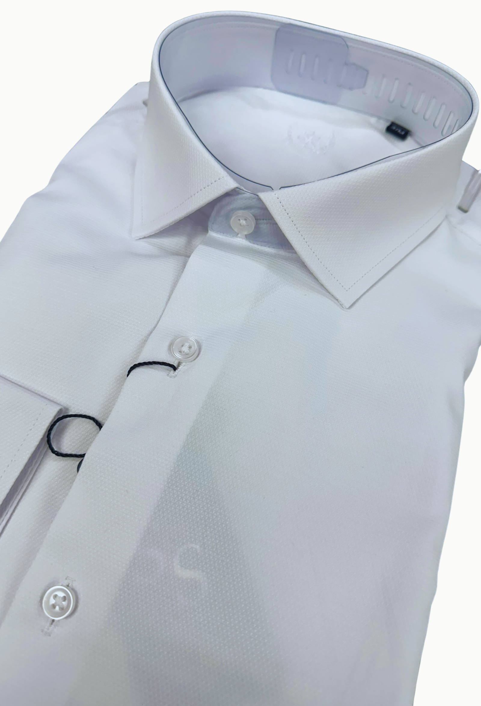 Camisa vestir hombre blanco slim fit popelín punto blanco - Imagen 3