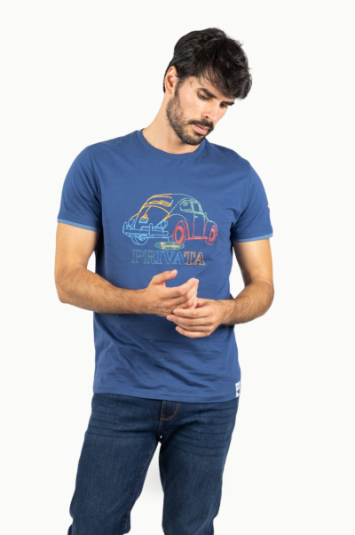 Camiseta Privata Hombre Azul Vintage Coche Retro