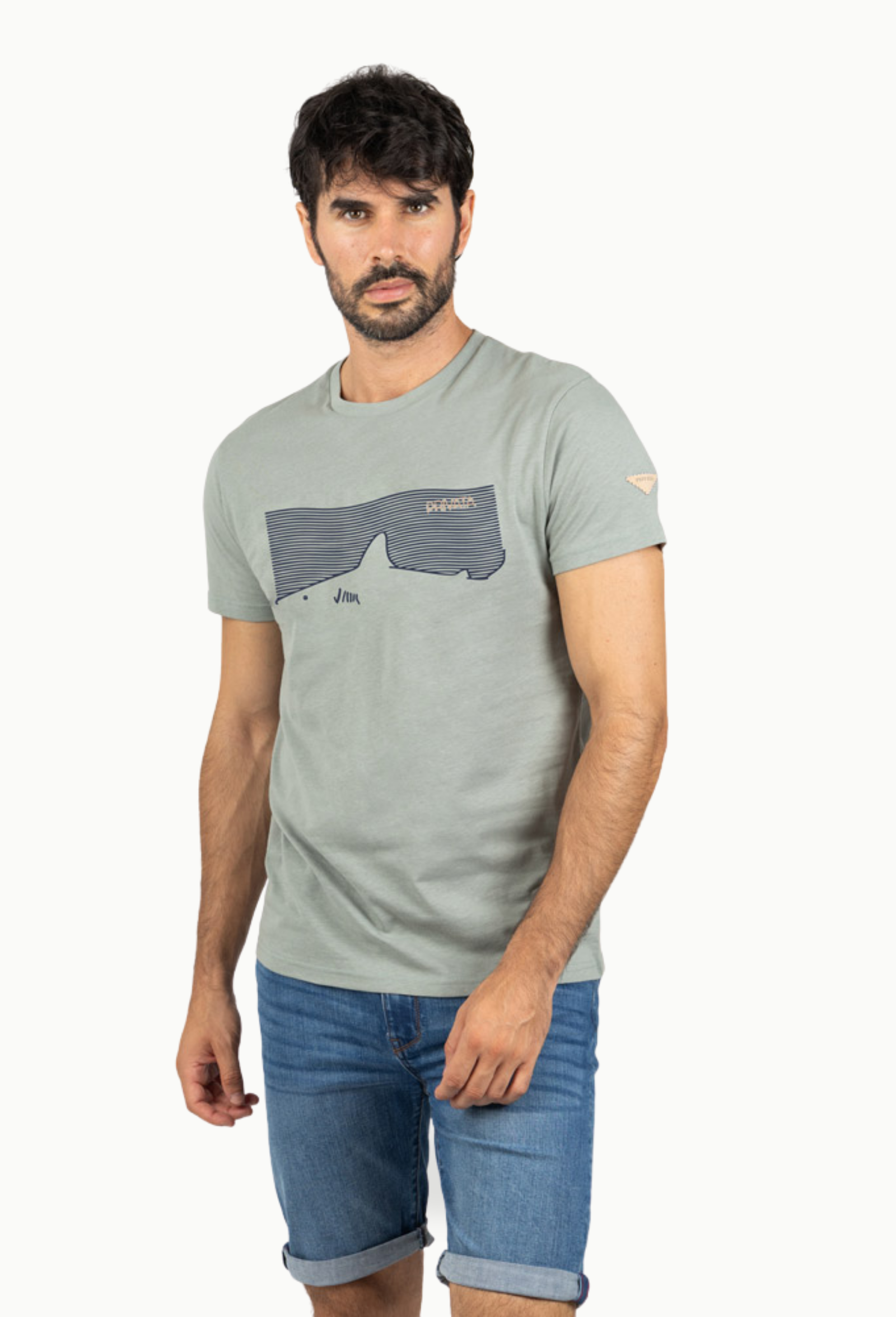 Camiseta Privata Hombre Verde Salvia Tiburón