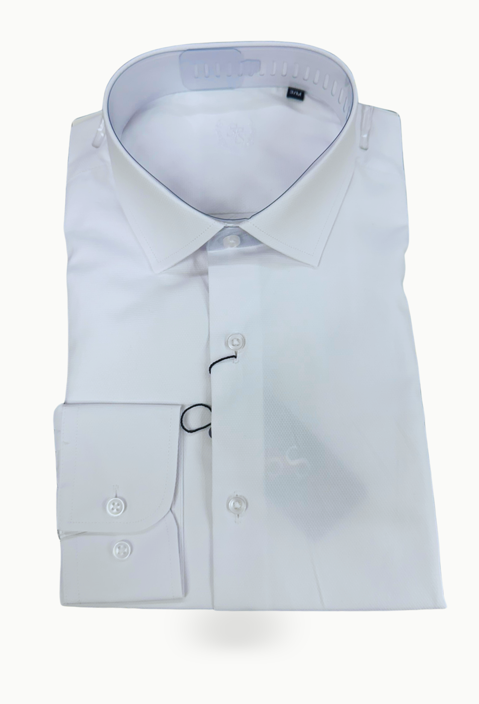 Camisa vestir hombre blanco slim fit popelín punto blanco - Imagen 4