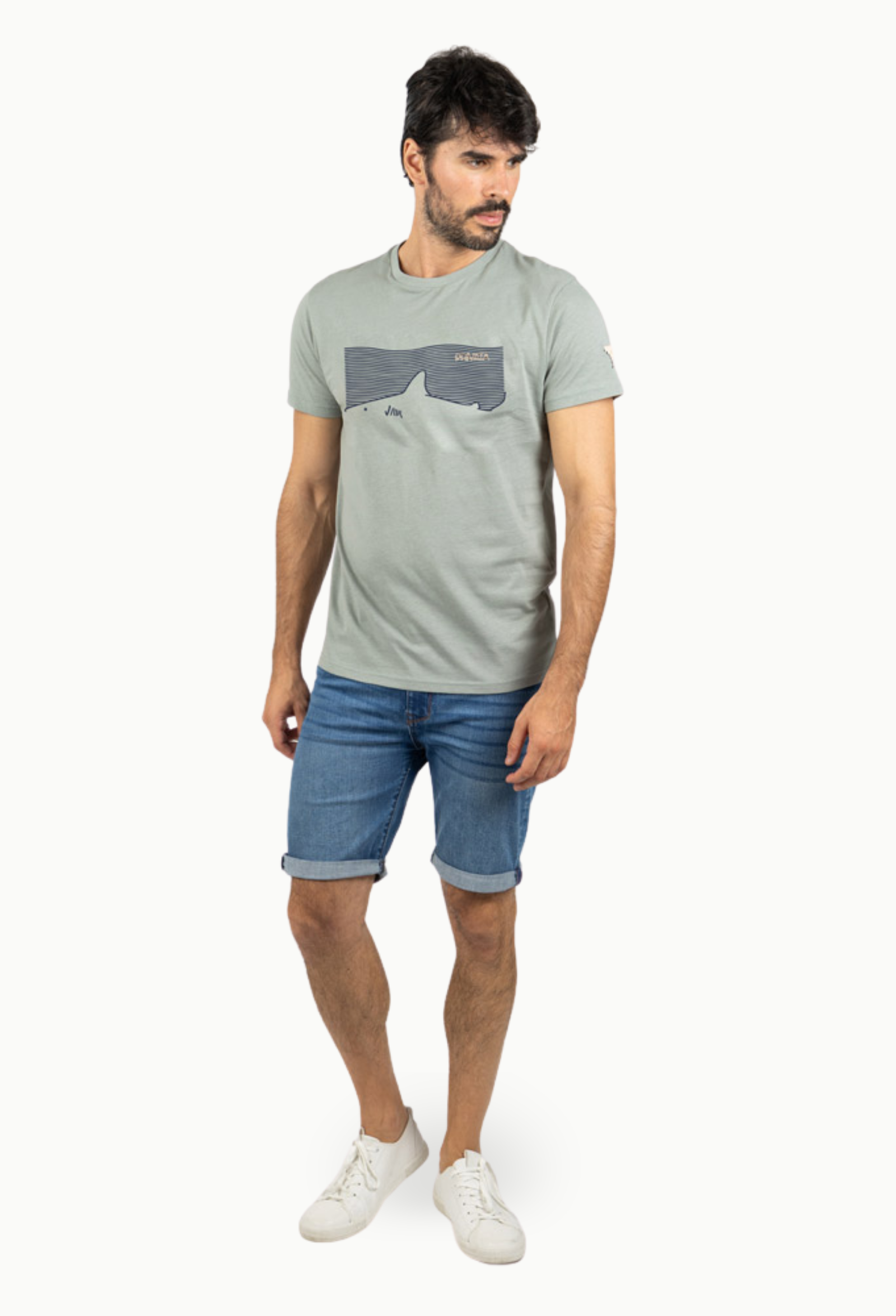 Camiseta Privata Hombre Verde Salvia Tiburón - Imagen 3