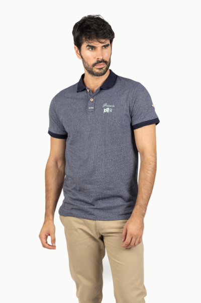 Polo Privata Hombre Azul Marino Microestampado