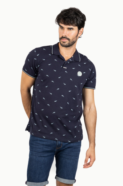 Polo Privata Hombre Azul Marino Estampado Mini Print