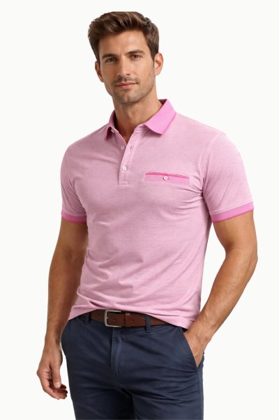 Polo rayas Hombre Algodón rosa