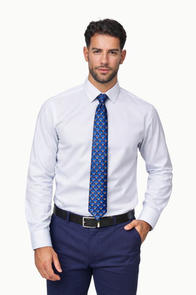 Camisa vestir hombre blanco slim fit popelín punto blanco