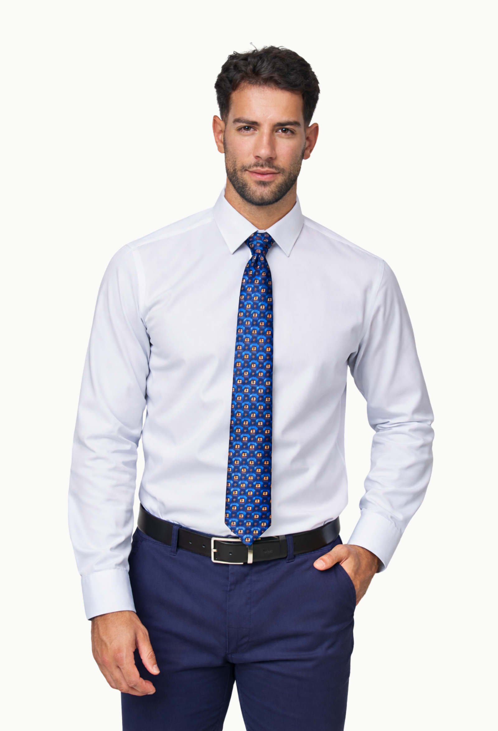 Camisa vestir hombre blanco slim fit popelín punto blanco