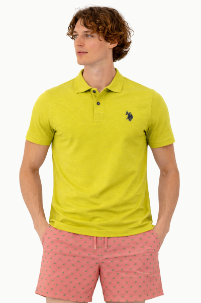 Polo aull U.S. Polo Assn. Hombre Mostaza Algodón