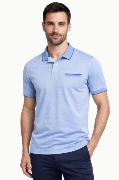 Polo melange hombre algodón poliéster Azul
