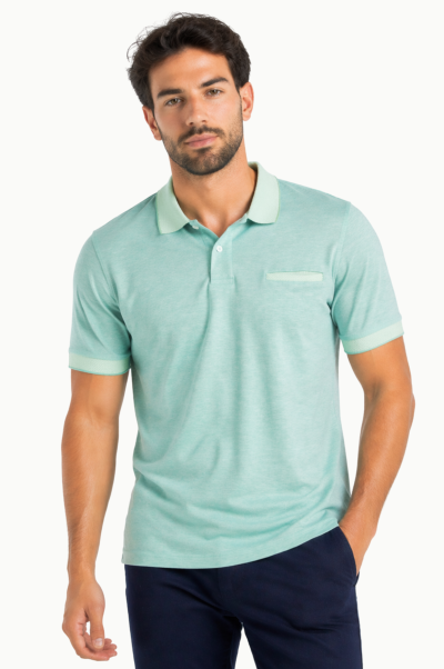 Polo melange hombre algodón poliéster menta