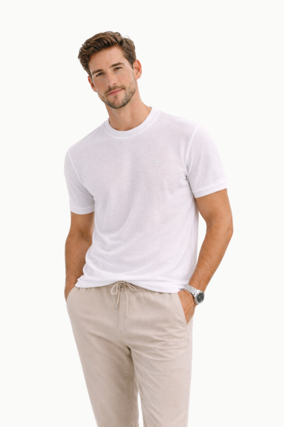 Camiseta blanca hombre piqué fresca sin plancha