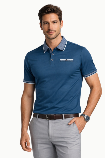 Polo hombre azul petróleo Rowing Club Algodón fresco