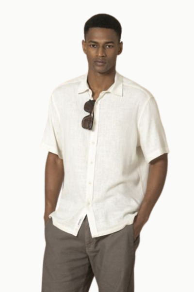 Camisa manga corta Dos Galgos viscosa lino hombre