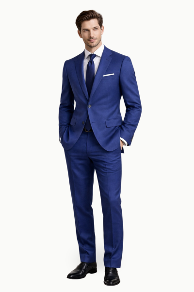 Traje azul klein hombre Dos Galgos falso liso picado