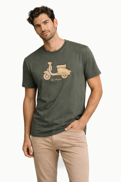 Camiseta Kaki Hombre La Vespita con Logo Bordado