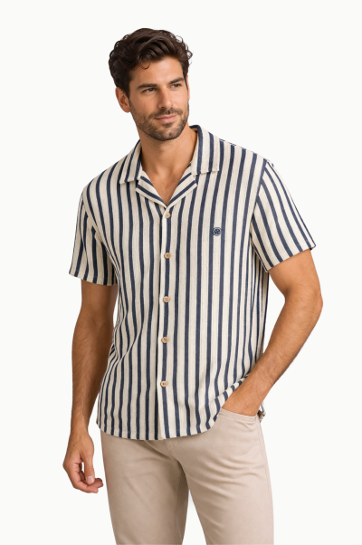 Camisa Rayas Hombre Urban Button Algodón