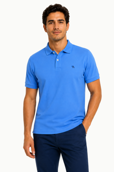 Polo básico Dos Galgos algodón piqué azul