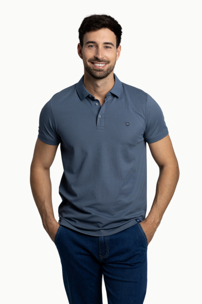 Polo Gris azulina Rever Hombre  Super Fresco