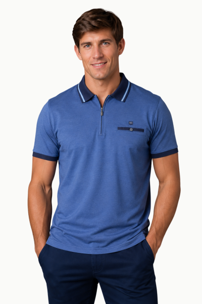 Polo Hombre Azul Rever con Cremallera