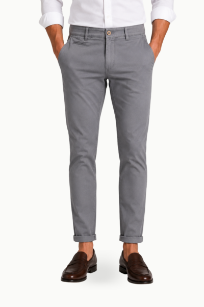Pantalón chino recto ribetes gris  La Vespita