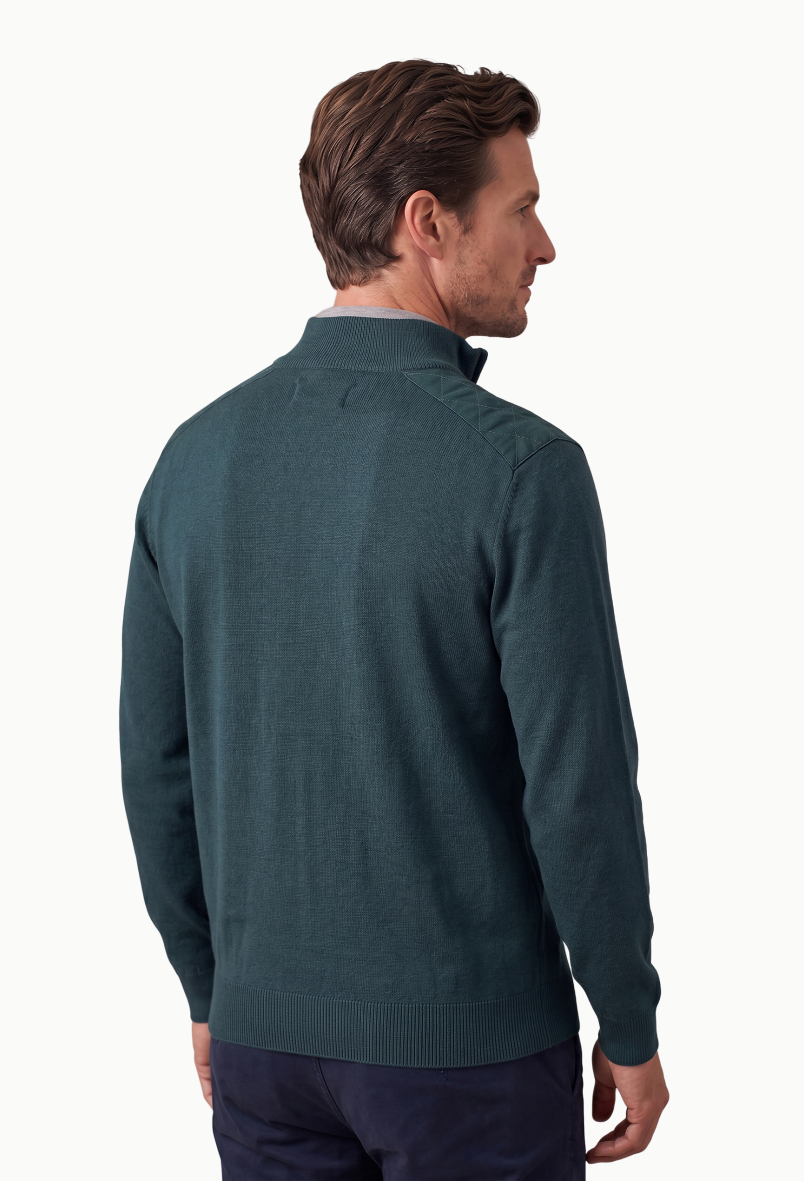 Jersey Hombre Cuello Cremallera Verde Botella - Imagen 3