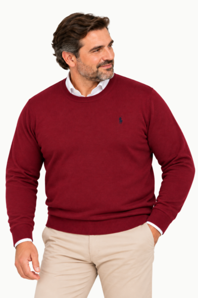 Jersey Arroyo Cuello redondo Lana Merino Tallas Grandes granate