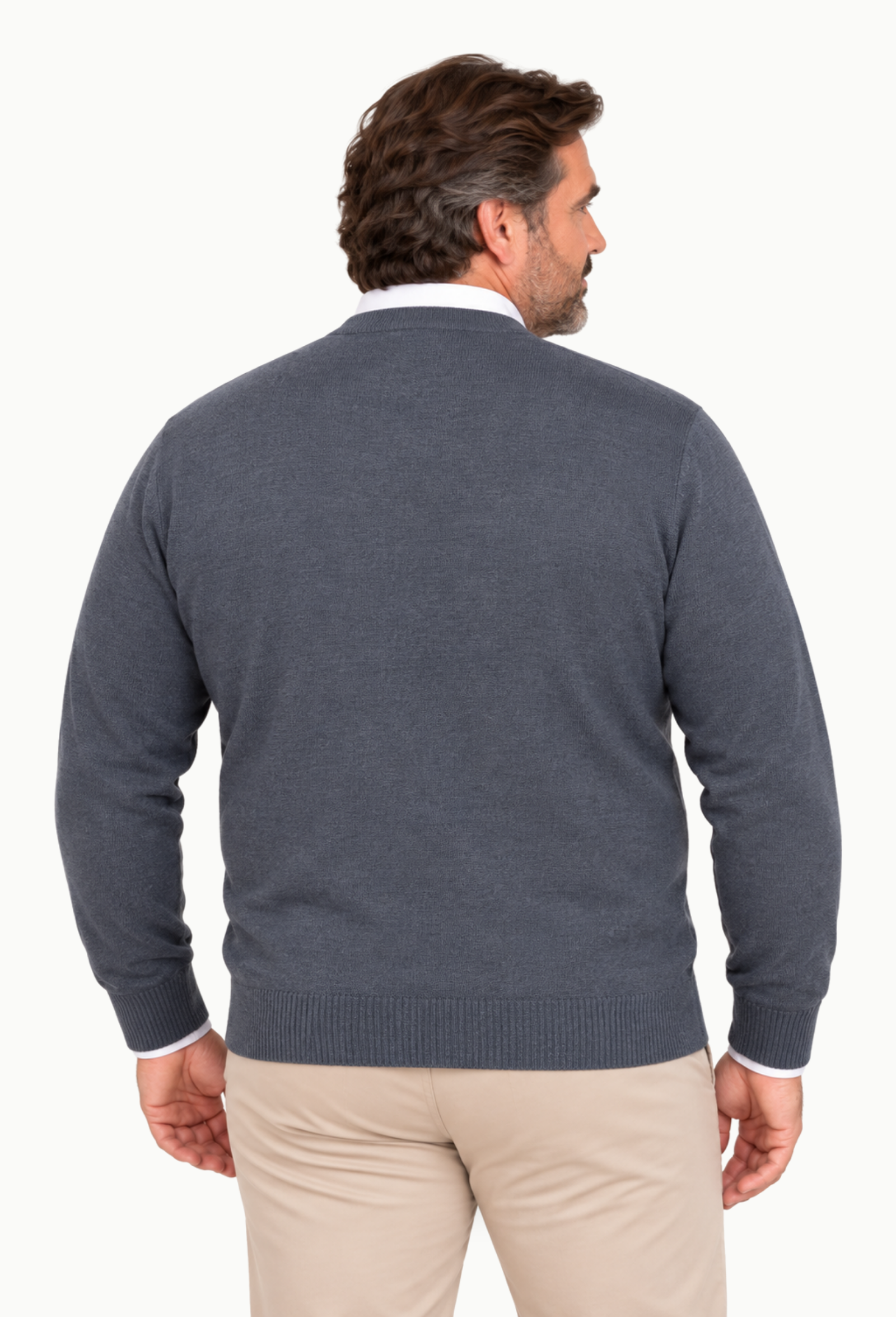 Jersey Arroyo Cuello redondo Lana Merino Tallas Grandes gris - Imagen 2