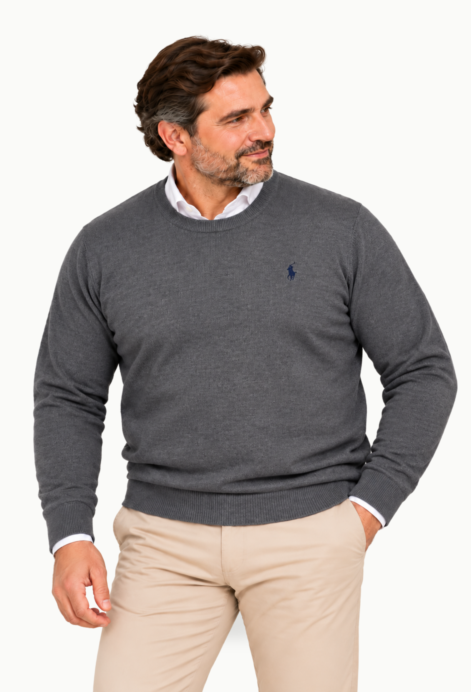 Jersey Arroyo Cuello redondo Lana Merino Tallas Grandes gris