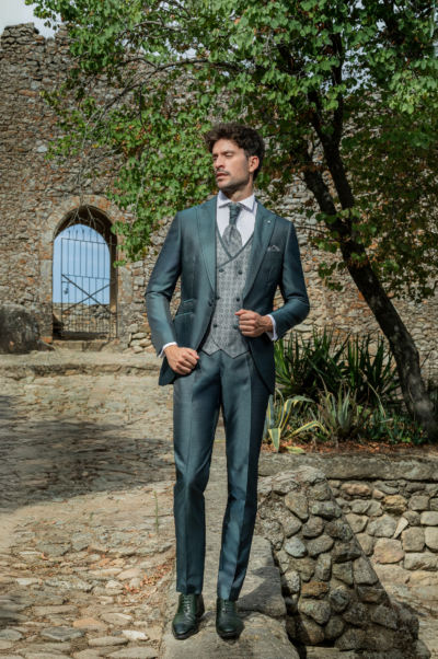 Traje ceremonia hombre Giovanni Ricci verde satinado