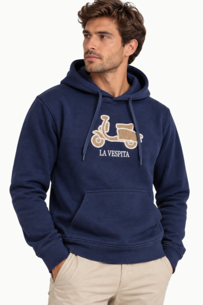 Sudadera La Vespita azul Hombre con Capucha