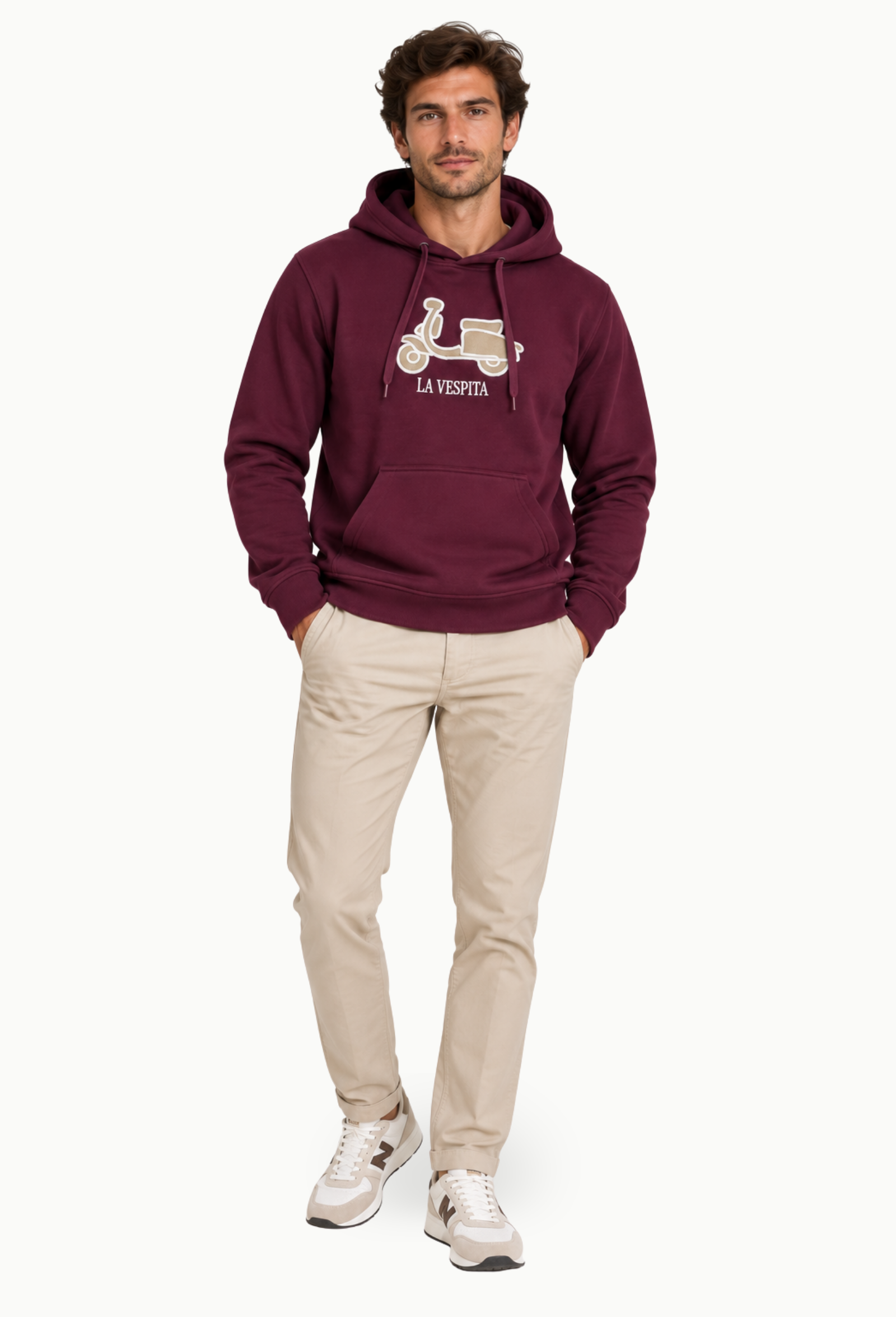 Sudadera La Vespita granate Hombre con Capucha - Imagen 2